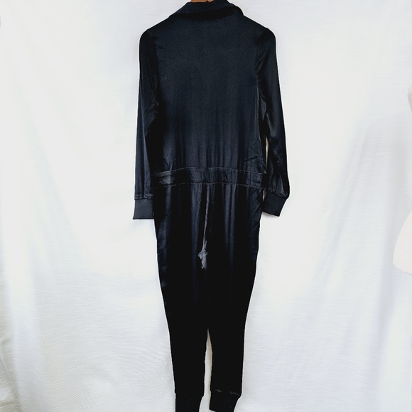 NWT Good American Black Satin Jumpsuit size 0 - Picture 7 of 11